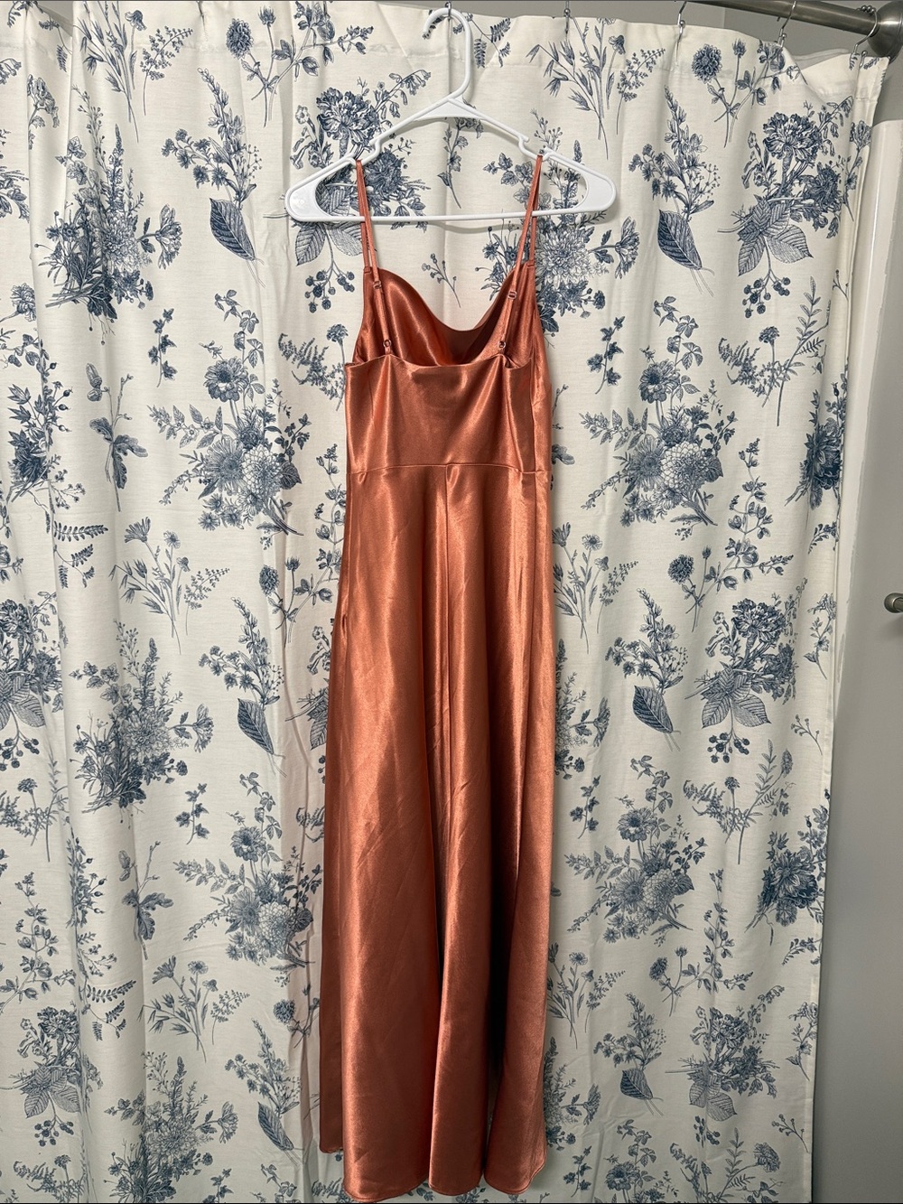 Birdy Grey Lisa Long Dress Sz XS Terracotta Shiny Satin Maxi Bridesmaid - Picture 4 of 5